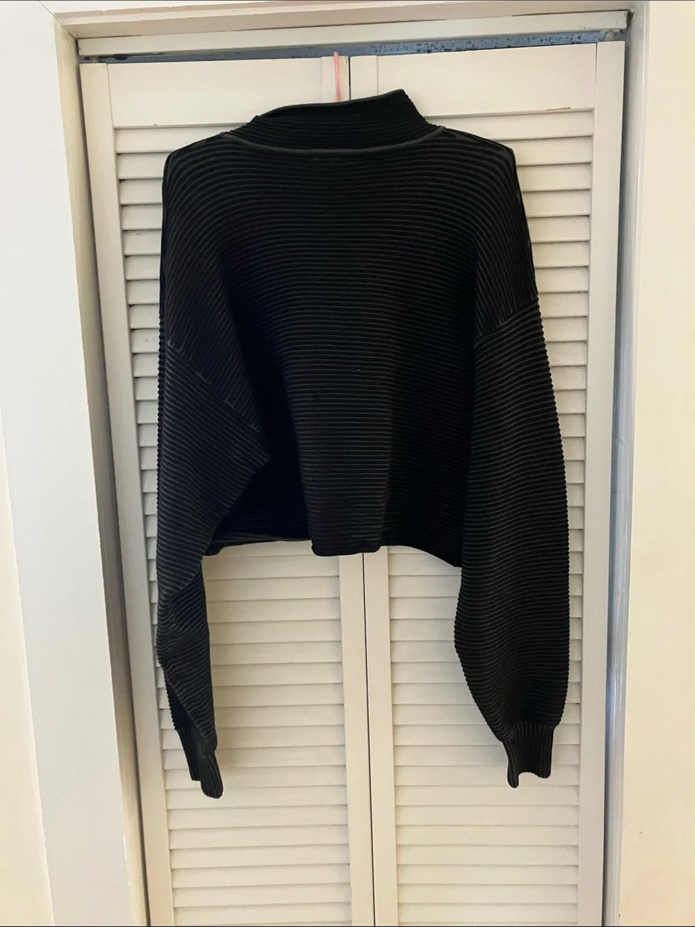Good American Heavy Ribbed Boxy Mockneck Long Sleeve Top Size 3